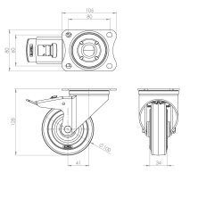 Rueda de 100 mm con freno